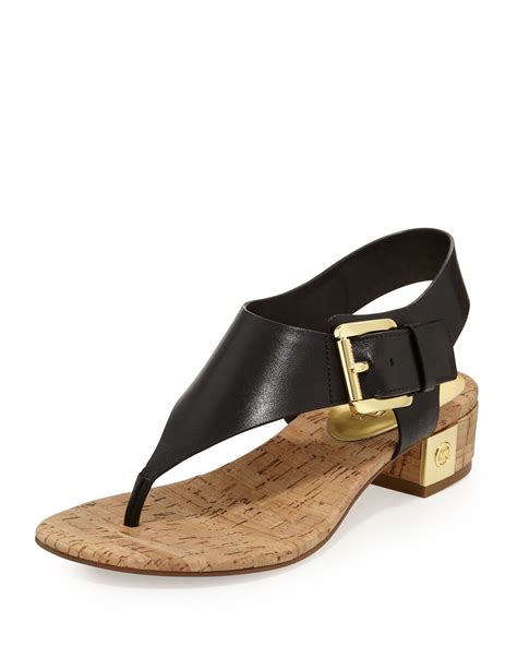 michael kors black leather thong sandals|Michael Kors flat thong sandals.